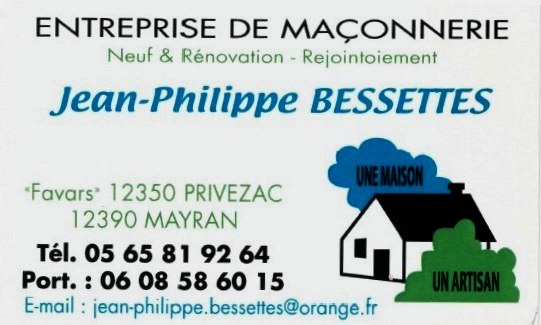 Carte de visite de BESSETTES Maçonnerie